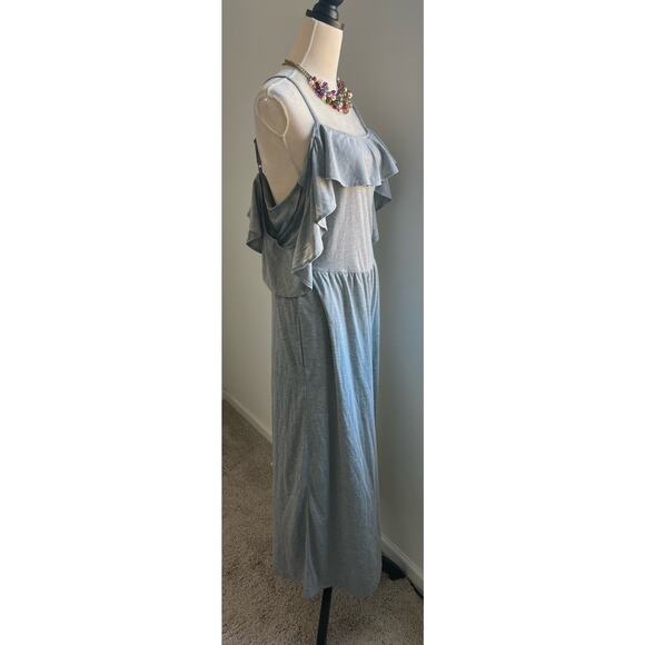 NWT TIME & TRU Gray Cold Shoulder Adjustable Straps Wide Leg Romper Jumpsuit XL - Picture 3 of 9